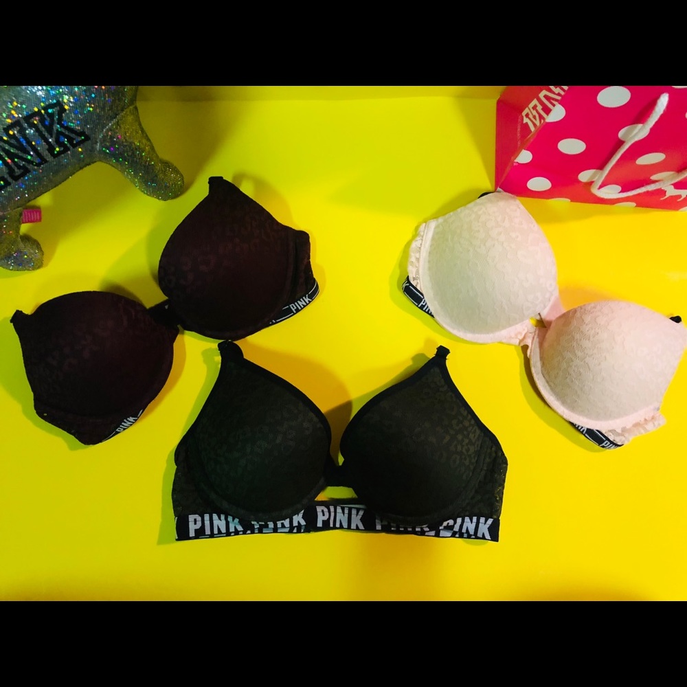 💝 3 Leopard Lace Logo Bras 💝